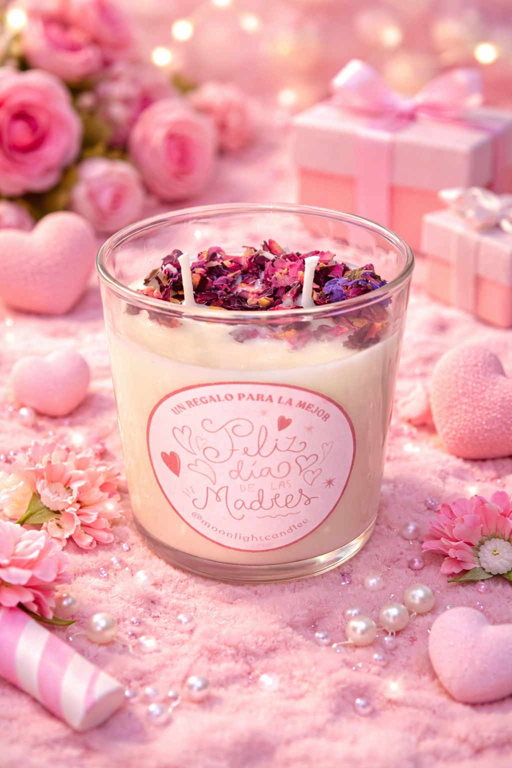 Vela Artesanal “Feliz Día de las Madres” 🌸